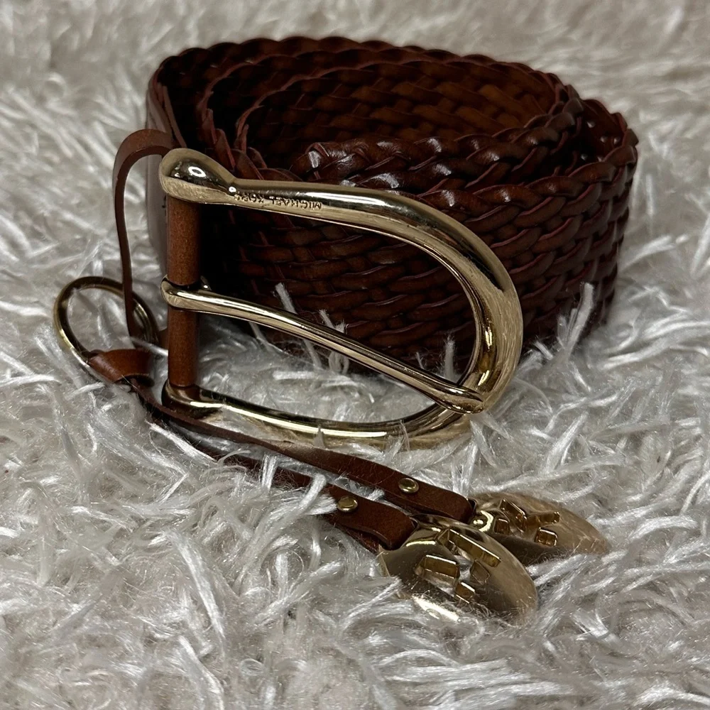 Michael Kors Brown Braided Woven Belt Women's Size S